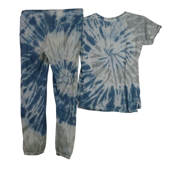 2 Pc Dreamsicle Blue Tie Dye T-Shirt and  Jogger Pants Girls Size M Loungewear - Picture 2 of 12